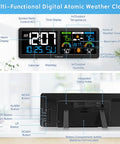 Wireless Indoor Outdoor Weather Station With Atomic Clock, Large 5.9 Inch HD Color Display, Digital Temperature Humidity Monitor