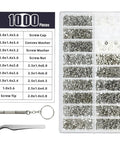 Rock Solid Stainless Steel Watch Screws And Nut Assortment With Precision Screwdriver Set For Micro Glasses Repair and Watchmaking Quick Fixes, 1000 pieces kit.