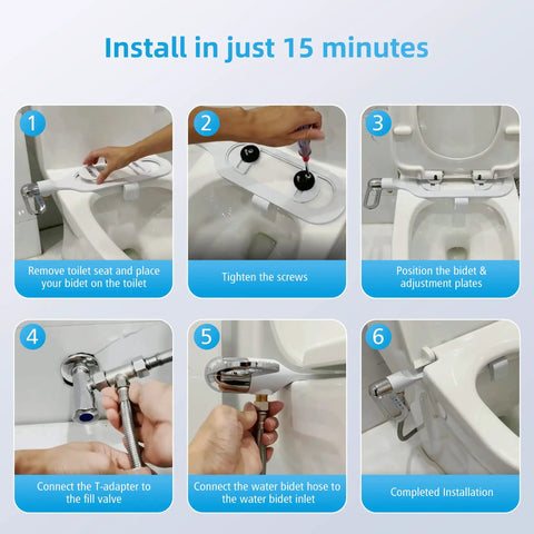 Installation steps for Dual Nozzle Bidet Attachment For Toilet Seat Self Cleaning Front And Rear Wash No Electric Mechanical