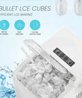 Grab And Go Countertop Ice Maker With Handle Portable Ice Machine Delivers Ice In Six Minutes, Nine Bullet Ice Cubes Per Batch