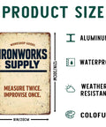 Industrial Aluminum Metal Sign 8x12 Inches Durable Wall Decor for Workshop Shop Garage and Home Shatterproof and Bend Resistant Aluminum Signage That Withstands Everyday Bumps, front view size graphic