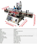 Automatic Desktop Labeling Machine Killer Speed Label Applicator for Square Round and Hexagonal Bottles with dimensions and controls