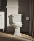 Molded Wood Elongated Toilet Seat In Almond With Color Matched Plastic Hinges on traditional porcelain toilet