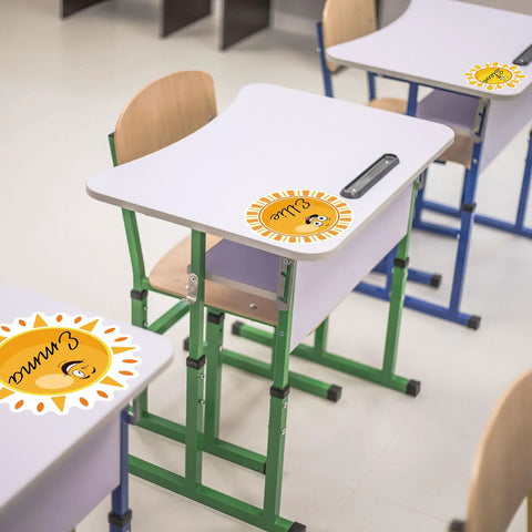 Sun Name Tag Stickers 135 Pieces In 9 Cute Designs Perfect For Back To School Classroom Decor on desks
