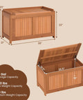 Outdoor Wood Deck Box With Flip Top Bench Go To Patio Storage For Garden And Poolside 52 Gallon Capacity Weatherproof
