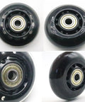 64mm Inline Skate Wheels 82A Polyurethane With ABEC-7 Bearings, 8 Pack Replacement Wheels shown in close-up views