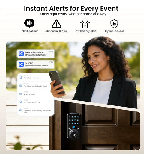Slick Matte Black Fingerprint Smart Door Lock With Classic Knob Handle Featuring Fast Built Wifi For Seamless Remote App Access Zero Hub Headaches And Badass Home Security Vibes For Anyone Who Wants Nailed It Entry