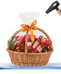 Crystal Clear Heat Shrink Wrap Bags for Gift Baskets 24x30 Inches, 10 Pack Large Size, clear basket with heat gun
