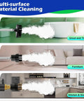 2500W Beast Of A Pressurized Steam Cleaner With 230F Steam cleaning bathtub, sofa, and kitchen surfaces with 3 brush heads