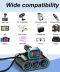 Bulletproof Car Cigarette Lighter Splitter Adapter With Triple 12V Sockets And Six Usb Ports shown with various compatible devices.