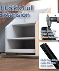 Undermount Heavy Duty Drawer Slides 16 Inch 260 Lb Load Capacity Bottom Mount Full Extension Ball Bearing Hidden Rails shown in cabinet