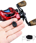 Close-up of Beast Mode Baitcasting Reel With 8.1 To 1 Gear Ratio, Magnetic Braking, 9 Plus 1 Ball Bearings, right hand red casting reel
