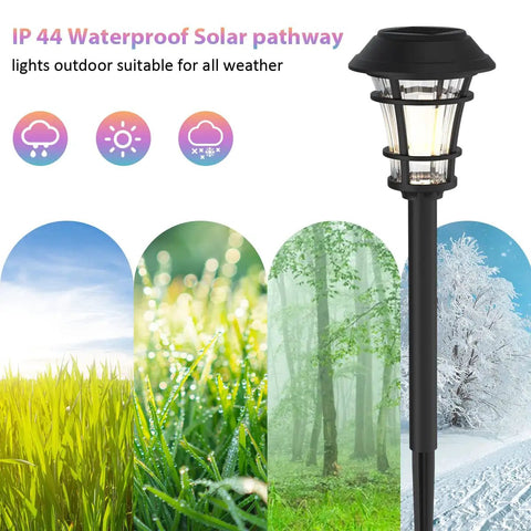 12 Pack Solar Pathway Lights With Cool Color Changing LED Landscape Lighting Waterproof Outdoor Garden Decor Auto On Off With 7 Color Options, IP44 illustration