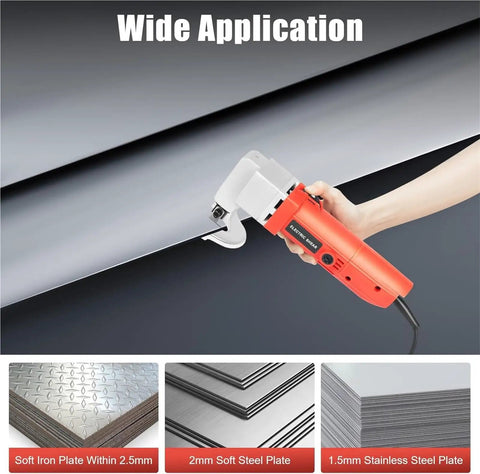 Heavy Duty Electric Tin Snips With 2000 Rpm Speed And 25 Mm Cutting Range For Steel Iron Copper Shearing cutting through steel plate.