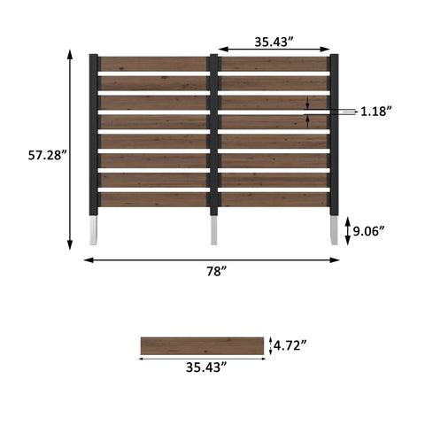 Diagram of 49 Inch High By 78 Inch Wide Outdoor Privacy Screen Fence Made From Real Wood No Dig Privacy Fence Panel With Aluminum Post