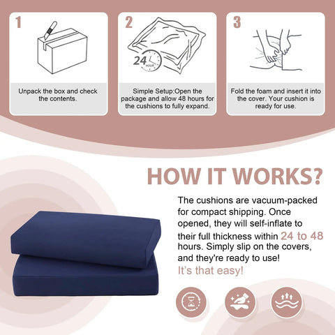 Instructions for setting up 7 Piece Outdoor Patio Cushions Set For Four Seat Sectional Replacement Deep Seat Cushions.