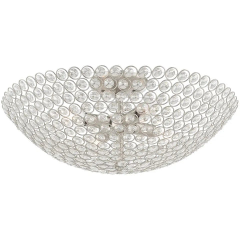Cassandra 4 Light Brushed Nickel Ceiling Mount Fixture With K9 Crystal Glass for a clean modern vibe and lit crystal glow