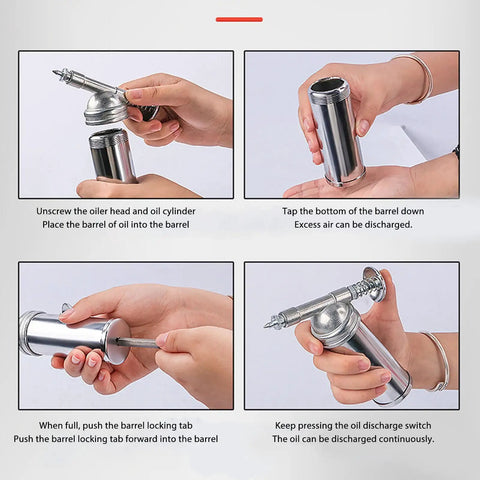 Heavy Duty Fabater Manual Oiler 80CC Stainless Steel Zinc Pump For Cars And Machinery One Handed Precision Oil Control Mess Free Application, assembly steps.