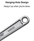 24 Inch Extra Long Adjustable Wrench With Chrome Vanadium Steel showing hanging hole design for easy storage.