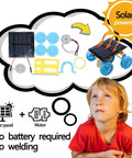 Child looking at 4 In 1 Solar Power And Electric Motor STEM Kit For Kids Beginners, solar components, no battery required.