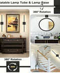 Battery Operated Wall Sconces Set Of 2 Rechargeable Wireless Wall Lights 360 Rotatable Magnetic modern lamps in stylish home settings.