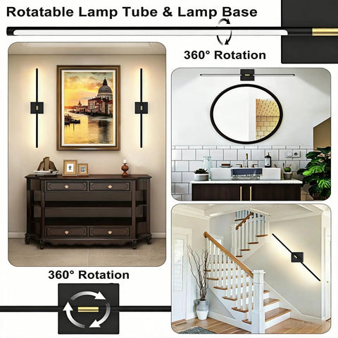 Battery Operated Wall Sconces Set Of 2 Rechargeable Wireless Wall Lights 360 Rotatable Magnetic modern lamps in stylish home settings.