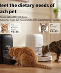 Two cats using RFID Enabled Cat Feeder With Collar Tag And No Fuss App Control, 4.6L Capacity, 5G WiFi Connectivity, Diet Tracking