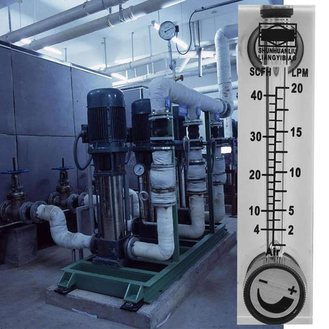 Rugged Adjustable Gas Flow Meter Panel For Oxygen And Air Brass Female Connection One Quarter Inch Measures Two To Twenty LPM Or Four To Forty SCFH LZM Six T Style Unidirectional Gas Monitoring Tool For Industrial Use, acrylic gauge panel