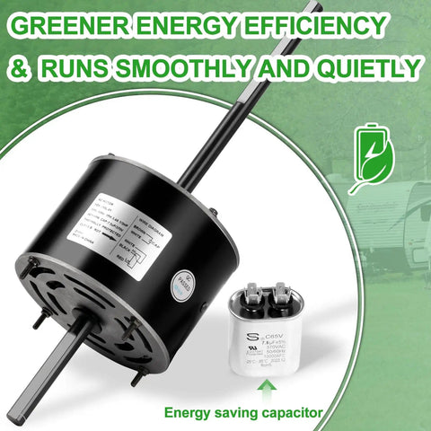 Direct Replacement RV Air Conditioner Motor With Capacitor For Coleman Mach RV AC Replaces Fasco D1092 One Third HP 115V