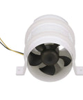 Front view of Turbo 4000 Series II in-line blower for 4-inch vent hose, marine fan with axial flow, white exterior