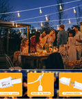 Go To Outdoor String Lights 100Ft With 32 Dimmable Shatterproof 1W Bulbs for gazebo or patio evening gathering