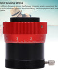 Double Helical Focuser For Telescopes Pro Grade Aluminum Alloy Focus Mechanism With 10mm Stroke, 3/4 view showing red and black design.