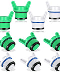 10 Pack 3/4 Inch NPT Garden Hose Plugs Set in White and Green PPR Tubing Stopper Drain Caps with Male Thread