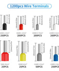 Variety of 1200 wire ferrules in different sizes for Ferrule Crimping Tool Kit With Self Adjusting Ratchet For Precise Crimps