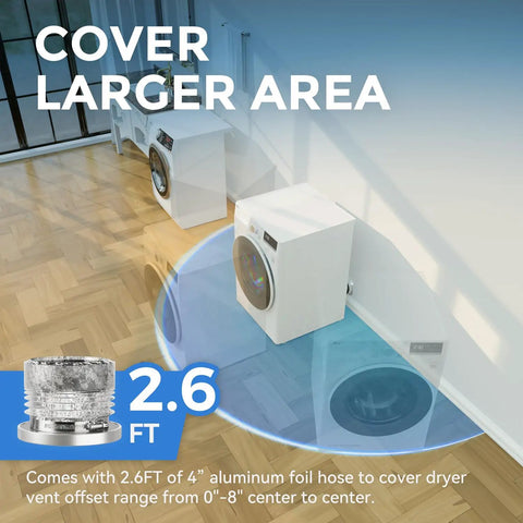 Magnetic Dryer Vent Coupling DV180 Quick Connect Kit with 2.6ft duct shown in laundry room setup