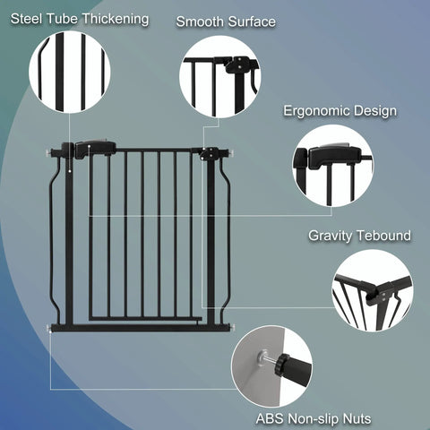 Extra Wide 30 Inch Tall Baby Gate For Doorways And Stairs, Pressure Mounted Black Metal Gate For Pets, Expands From 23.3 To 85 Inches, No Drilling, Indoor Use, Safe For Babies And Dogs, Premium Home Gate with steel tube thickening and ergonomic design