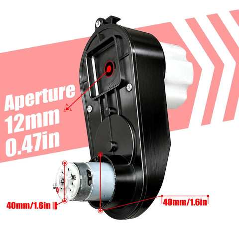 W3 BC 12V 16000RPM Mini DC Motor Gearbox aperture and dimensions for kids ride on cars