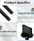 No Sweat Black Nylon Thumb Screws M4 X 35 Millimeter With Full Thread And Four Sturdy Hook Nuts showing nylon fastener screws and shovel-shaped handle design.