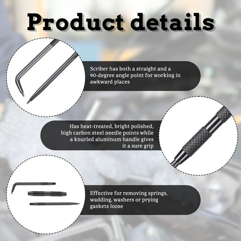 Double Pointed Carbide Scribe Tool Heavy Duty Metal Marking Pen For Welding Glass Ceramics Sheet Metal on a dark background.