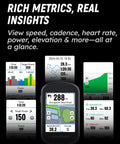 Avant 700 GPS Bike Computer With 2.8 Inch Touchscreen displaying ride metrics and maps, dual band satellite tracking.