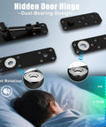 360 degree quiet pin hinges for hidden door with silent rotation, dual-bearing design, and heavy-duty build for a peaceful sleep environment