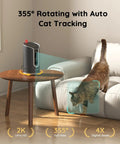 2K Pet Cam With Treat Dispenser And AI Photo Album with 360 Degree Auto Tracking, tracking a cat indoors