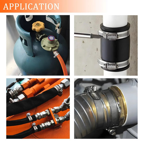 Seamaka hose clamp kit, 202 pcs, 304 stainless worm-gear clamps, 1/4–2 in (6–51 mm) for automotive/plumbing.