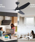 Chill Out With This Super Quiet 56 Inch Black Modern Smart Ceiling Fan With Lights Remote Wifi Alexa Compatible Dc Motor High Cfm