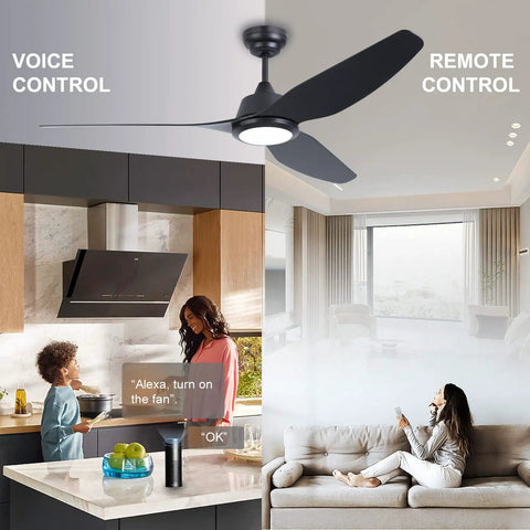 Chill Out With This Super Quiet 56 Inch Black Modern Smart Ceiling Fan With Lights Remote Wifi Alexa Compatible Dc Motor High Cfm