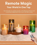 Smoke Grey Glass Flameless Pillar Candles With Remote Control And Flickering LED Battery Candles Set Of 3 shown with remote