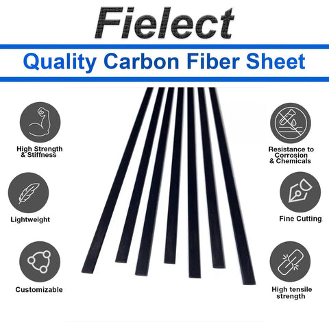 Carbon Fiber Strip Bar 0.5mm Wide By 3mm Thick By 400mm Long Pultruded Flat Carbon Fiber For Kites And RC Planes shown vertically