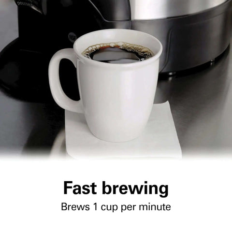 Commercial 40 Cup Stainless Steel Coffee Urn With No Touch Dispensing Double Wall Thermal Carafe brewing one cup