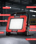 Ridiculously Bright 100W 10000LM Cordless Work Light For Milwaukee 18V Tools with 48 LED Beads in a workshop setting