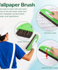 Man using wallpaper brush from Wallpaper Smoothing Tools Kit With Squeegee Smoother Seam Roller And Brush Pro Grade For Peel And Stick